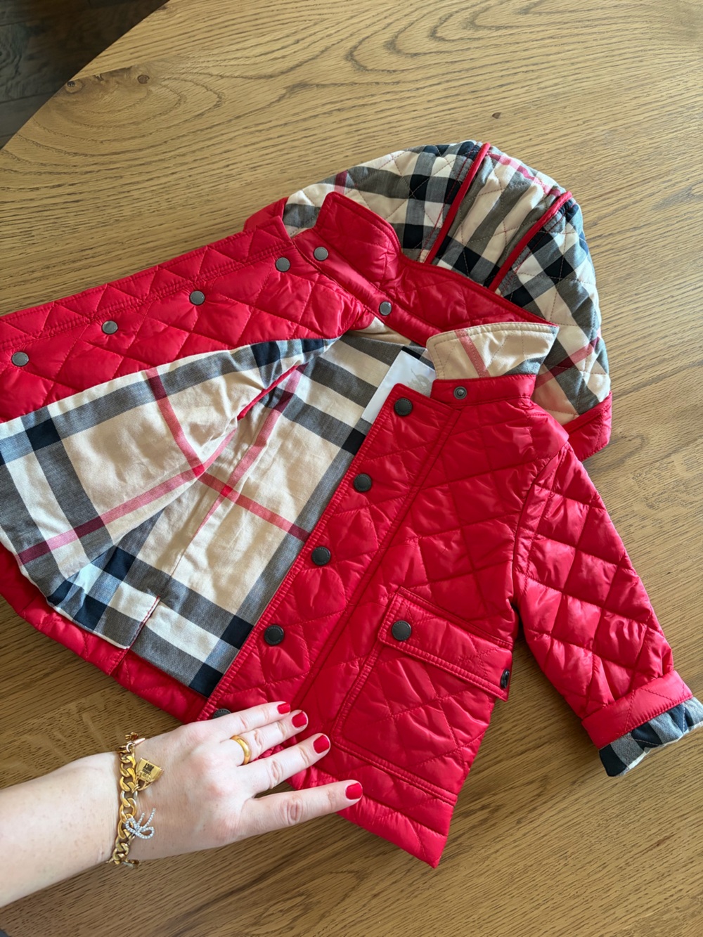 Authentic BURBERRY Boy Girl Warm Jacket Hooded Quilted Check Children 6-9 months
